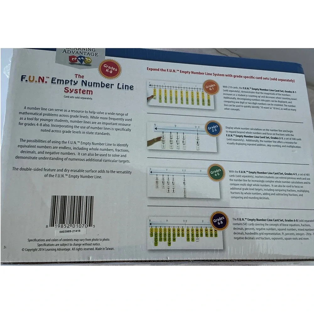 Learning Advantage F.U.N. Empty Number Line System Math Manipulative Grades‎ K-8